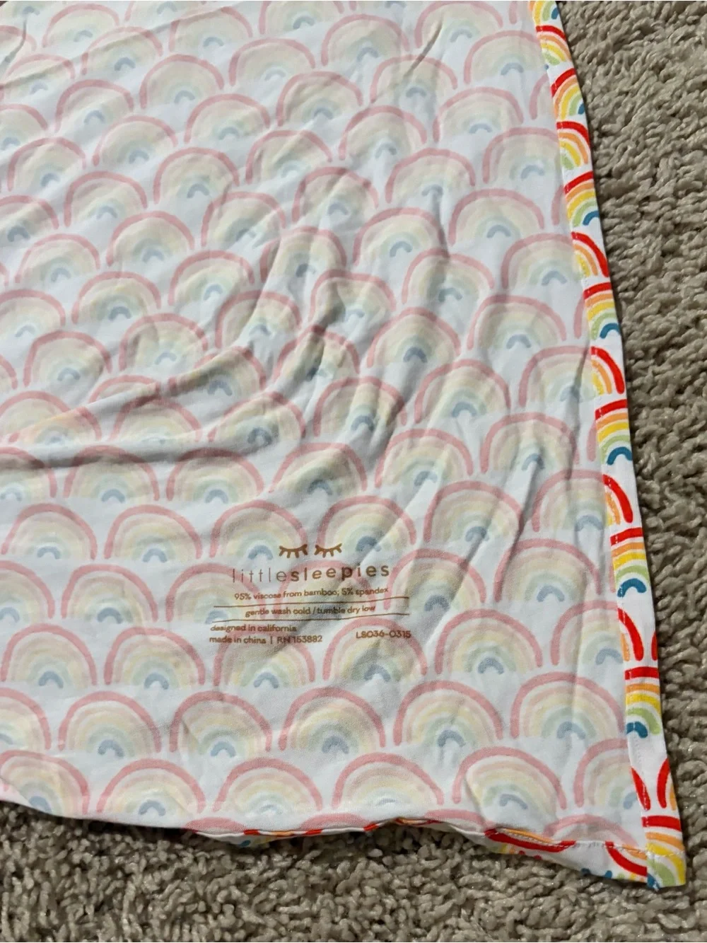 Little Sleepies Rainbow Bamboo Swaddle & Matching Hat Set EUC